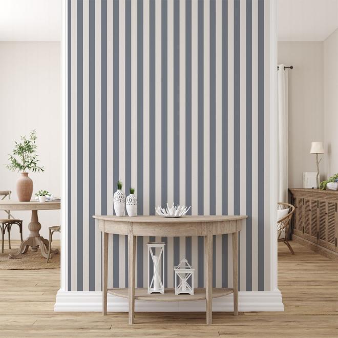 Dekoračná tapeta s modrými pruhmi