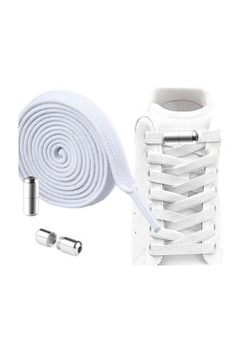 Biele elastické šnúrky do topánok bez viazania - 2 ks