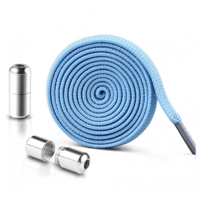 Elastické svetlomodré šnúrky do topánok bez viazania - 2 ks