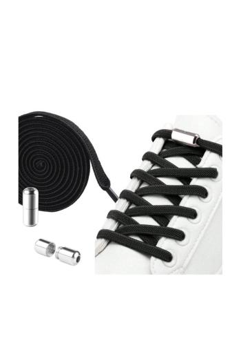 Čierne elastické šnúrky do topánok bez viazania - 2 ks