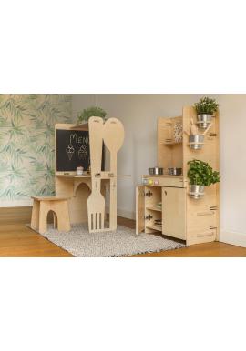 Veľká drevená kuchynka s ostrovom pre deti