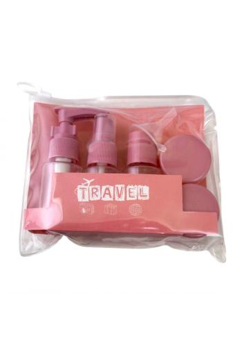 Sada ružových kozmetických nádob na cestovanie 7v1