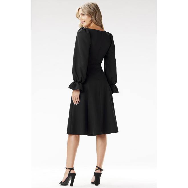 Dámske elegantné čierne šaty s dlhým rukávom