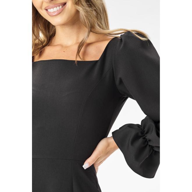 Dámske elegantné čierne šaty s dlhým rukávom
