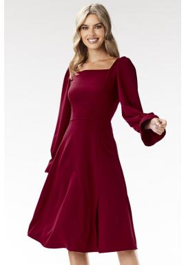 Bordové elegantné šaty s dlhým rukávom