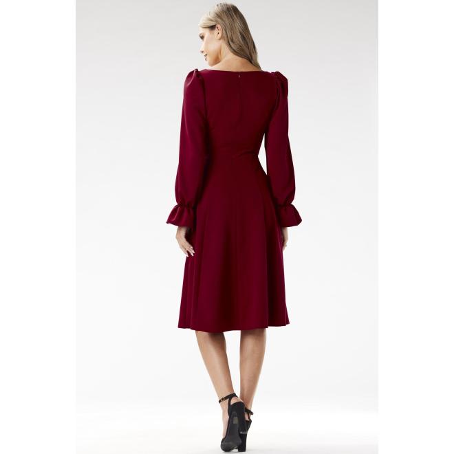 Bordové elegantné šaty s dlhým rukávom