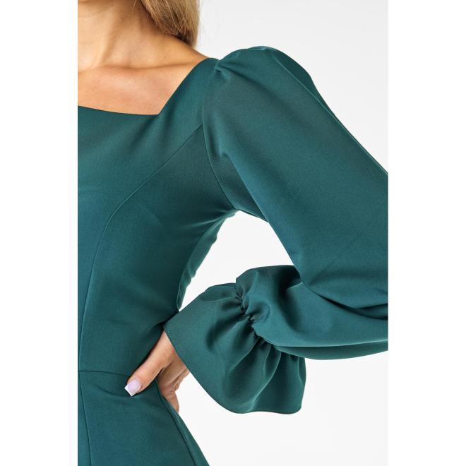 Elegantné zelené šaty s dlhým rukávom