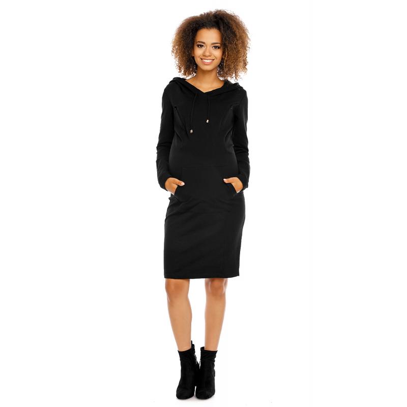 Tehotenské a dojčiac šaty s kapucňou vo fuksiovej farbe