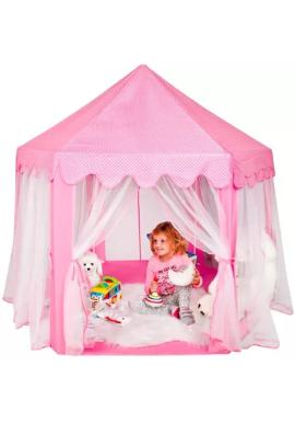 Dievčenský ružový stan so závesmi