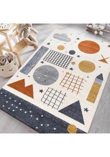 Detský farebný koberec s geometrickými vzormi