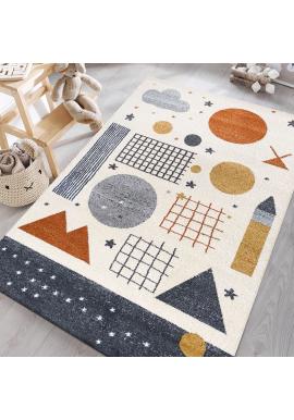 Detský farebný koberec s geometrickými vzormi