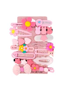 Ružová sada 14 sponiek do vlasov