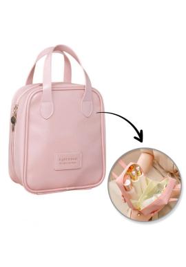 Ružová kozmetická taška s rúčkami