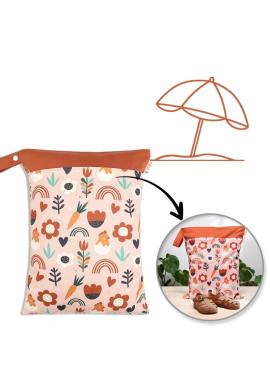 Nepremokavá ružová taška s farebnou potlačou