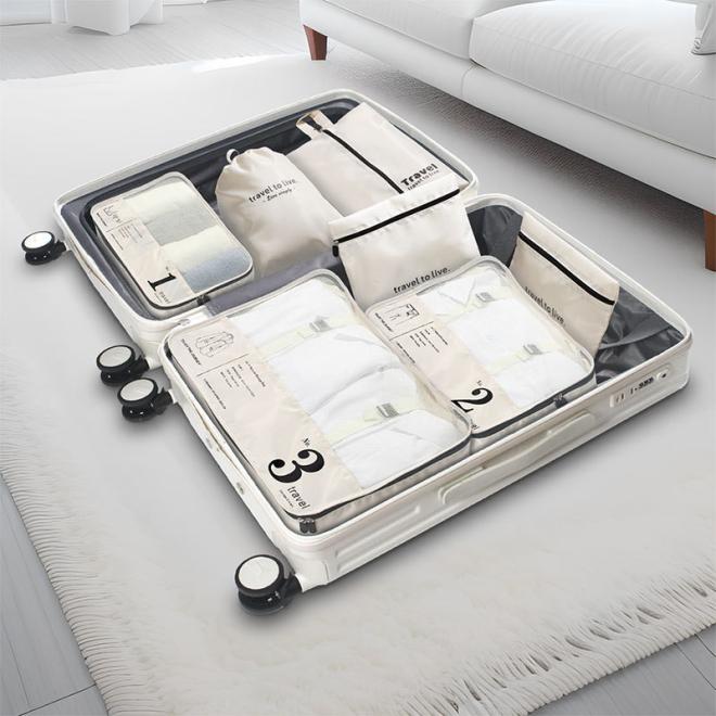 Cestovná sada 7 kozmetických tašiek v čiernej farbe