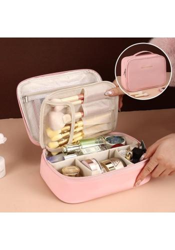 Ružová kožená kozmetická taška