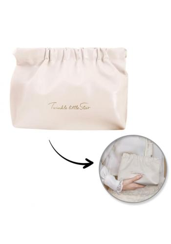 Kožená béžová kozmetická taška - M