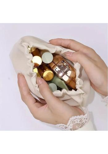 Kožená béžová kozmetická taška - M