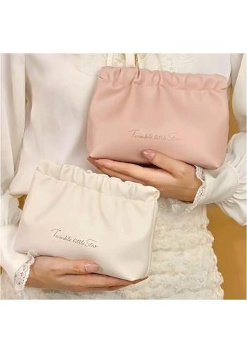 Ružová kožená kozmetická taška - M