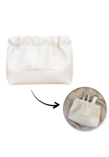 Kožená béžová kozmetická taška - S