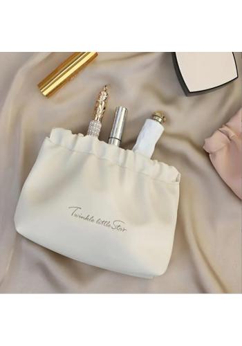 Kožená béžová kozmetická taška - S