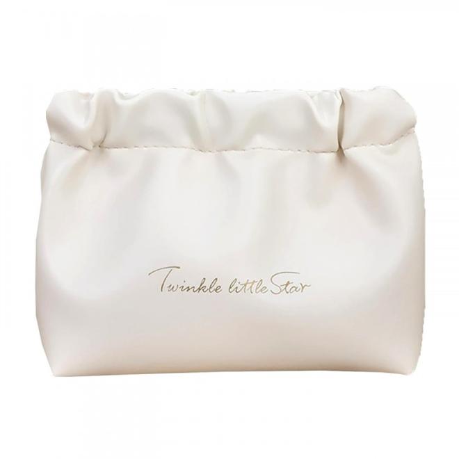 Kožená béžová kozmetická taška - S