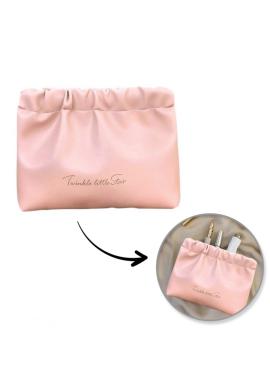 Ružová kožená kozmetická taška - S