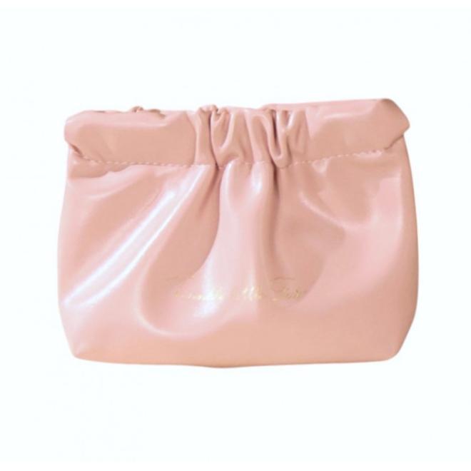 Ružová kožená kozmetická taška - S