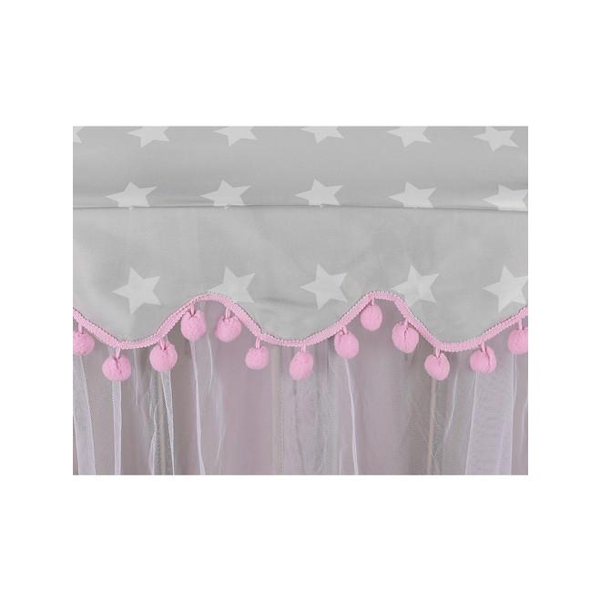 Sivo-ružový detský stan s potlačou hviezd