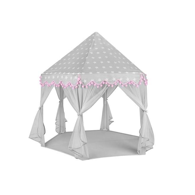 Sivo-ružový detský stan s potlačou hviezd