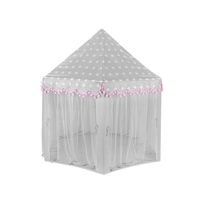Sivo-ružový detský stan s potlačou hviezd