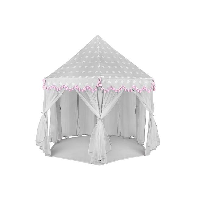 Sivo-ružový detský stan s potlačou hviezd