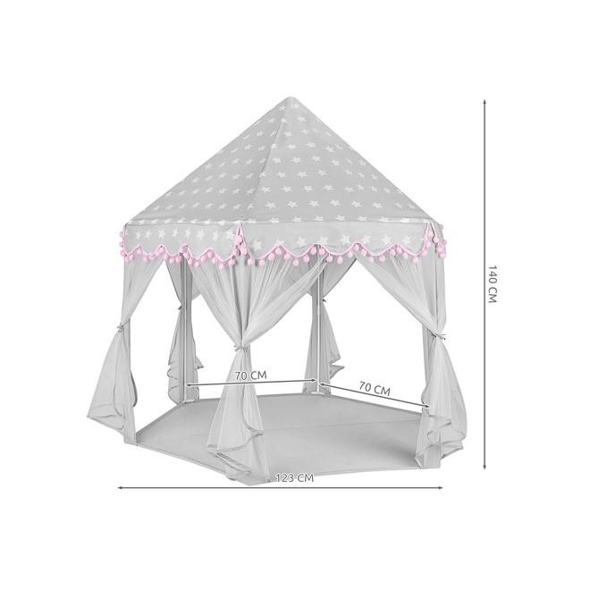 Sivo-ružový detský stan s potlačou hviezd
