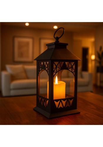 Ozdobný LED lampáš s imitáciou sviečky 14 x 30 cm