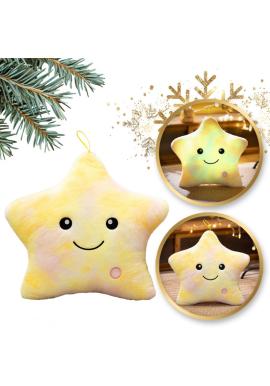 Žltý zamatový vankúš v tvare hviezdy - 40x35 cm