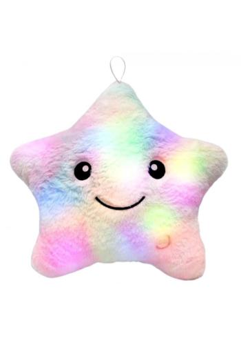 Ružový zamatový vankúš v tvare hviezdy - 40x35 cm