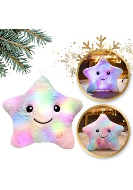 Ružový zamatový vankúš v tvare hviezdy - 40x35 cm