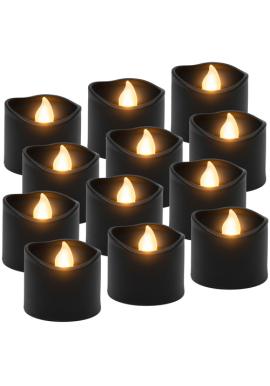 Čierne LED sviečky 12 kusov 3,6 cm