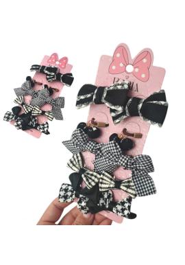 Sada 10 čierno-bielych gumičiek - mašle