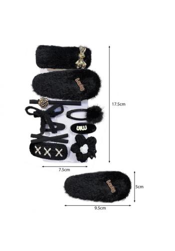 Sada 10 čiernych zdobených sponiek