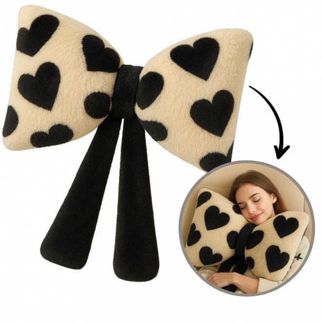 Zamatový vankúš v tvare veľkej mašle - 40 x 50 cm