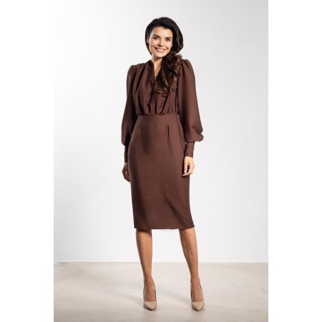 Elegantné dámske šaty čokoládovej farby
