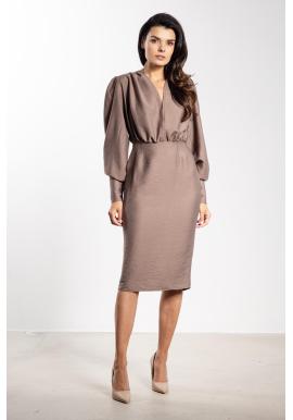 Dámske elegantné tmavobéžové šaty