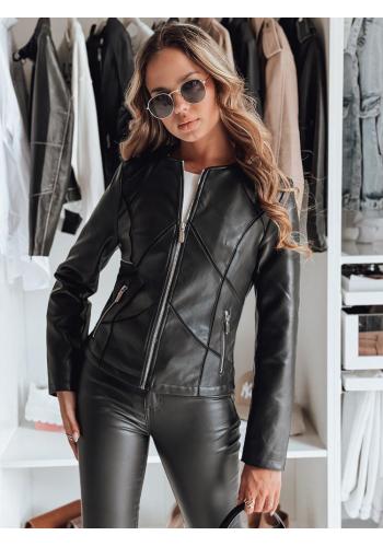 Čierna dámska kožená bunda TY4969