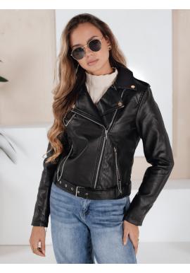 Čierna dámska kožená bunda TY5200