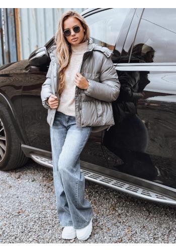 Dámska tmavosivá bunda s prešívaním TY5191