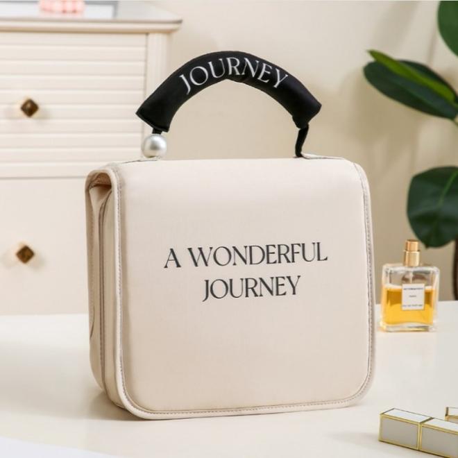 Krémová skladacia kozmetická taška