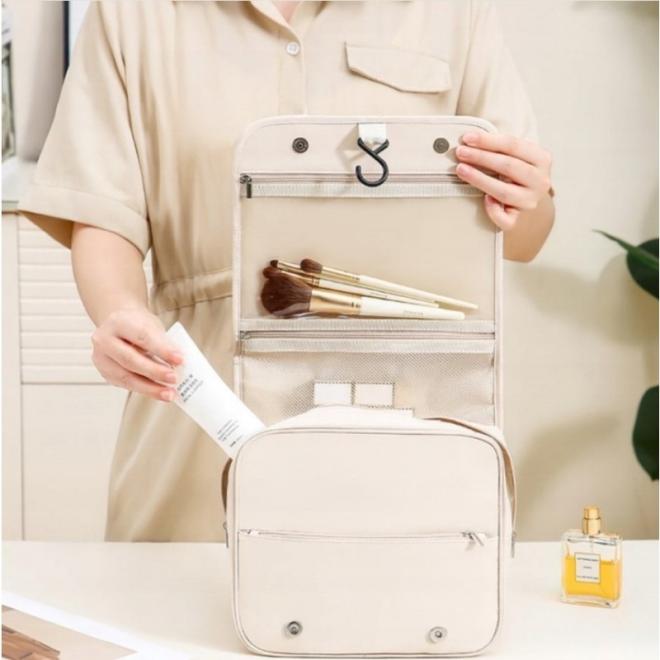 Krémová skladacia kozmetická taška