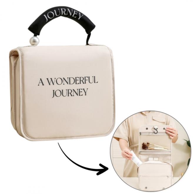 Krémová skladacia kozmetická taška