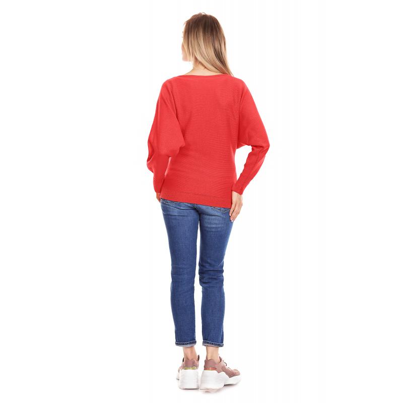 Tehotenský predlžený sveter s vrkočom vpredu v bordovej farbe